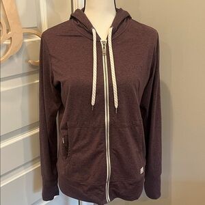 Purple Zip-Up Hoodie with White Drawstrings